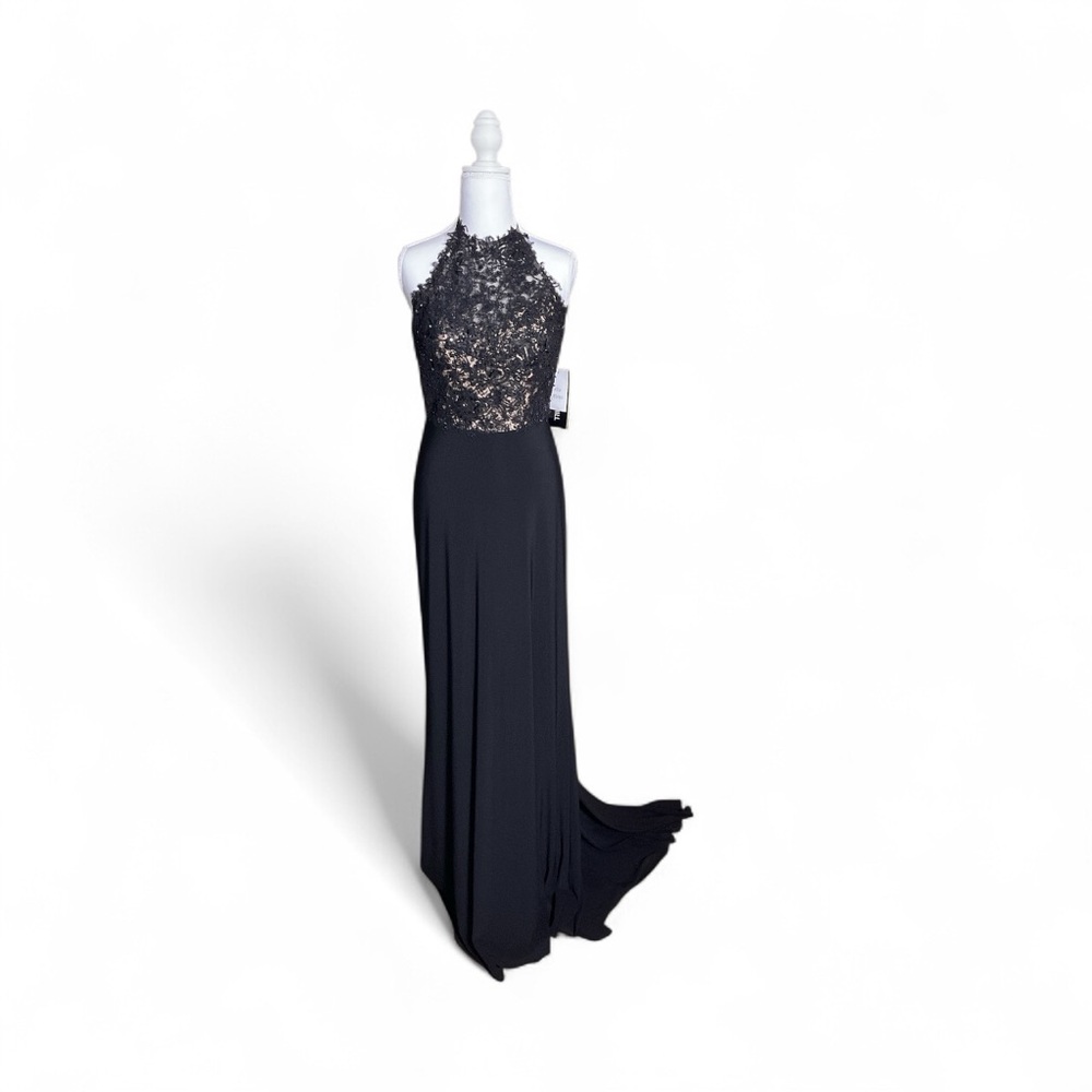 Sherri Hill Black Lace Maxi Dress - Picture 3 of 4